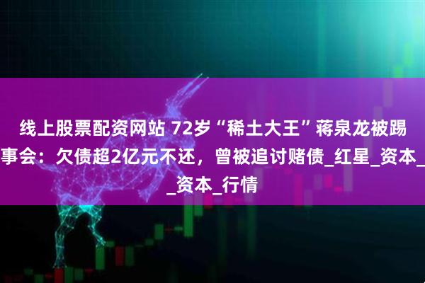 线上股票配资网站 72岁“稀土大王”蒋泉龙被踢出董事会：欠债超2亿元不还，曾被追讨赌债_红星_资本_行情