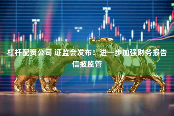 杠杆配资公司 证监会发布！进一步加强财务报告信披监管